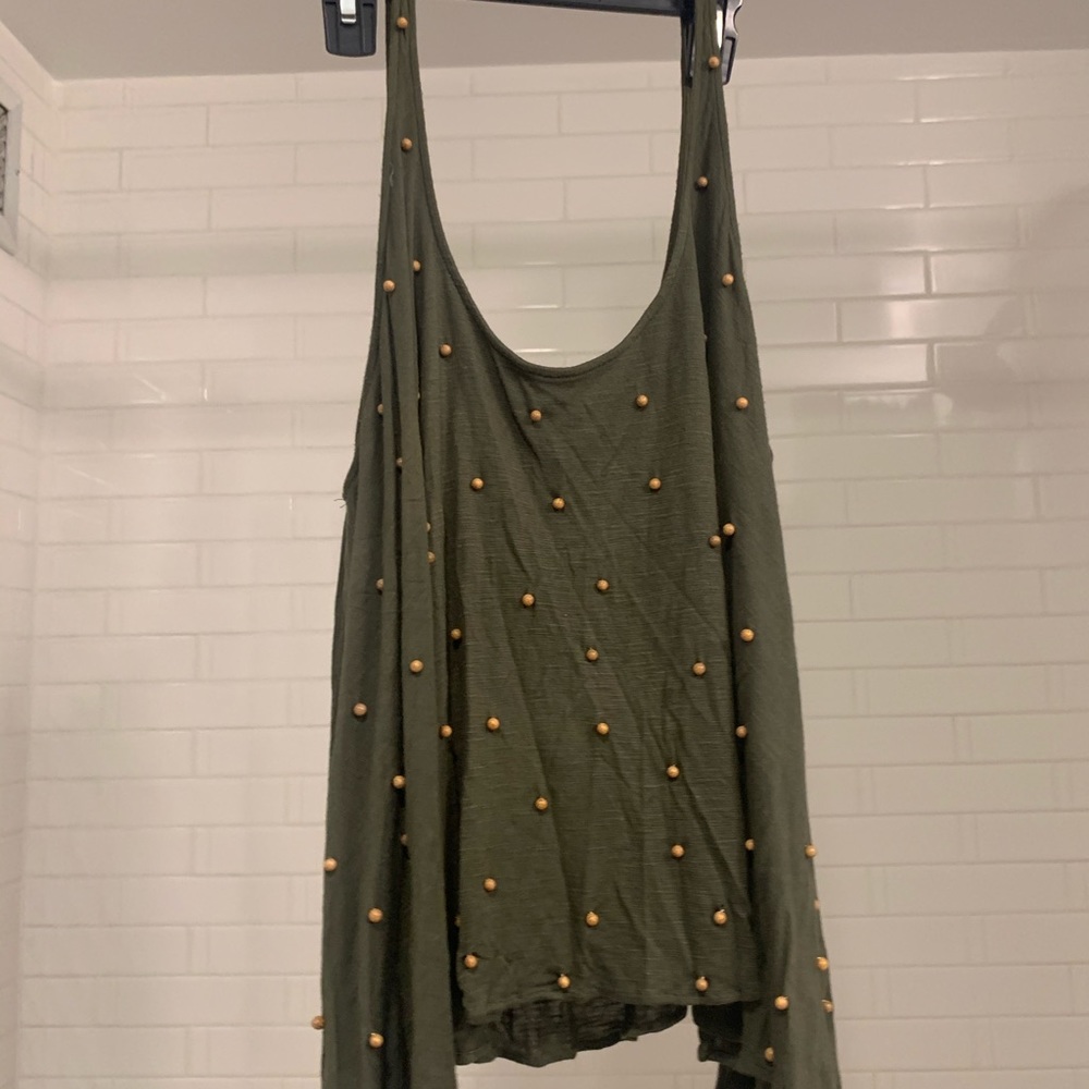 Cotton tank top with wooden beads, 100% cotton, M
